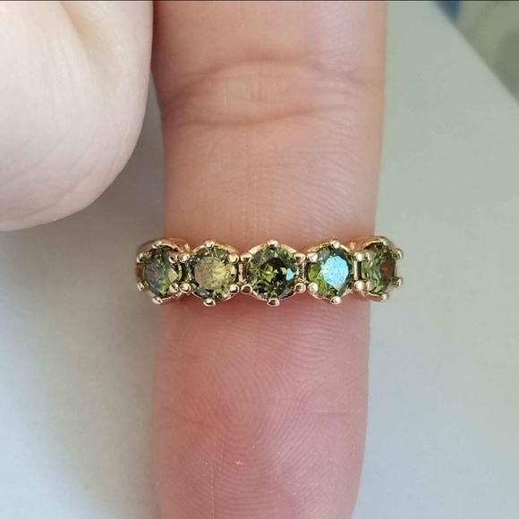 New 18K Gold Plated Round Cut Peridot Ring for Women - Picture 7 of 9